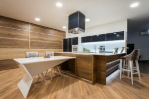 Modern wooden kitchen interior